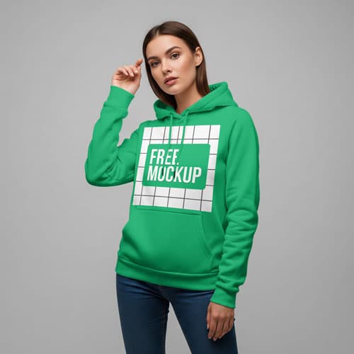 Free Female Model Hoodie Mockup PSD — Authentic Lifestyle