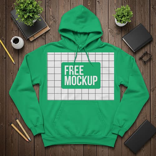Custom Flat Lay Hoodie PSD Mockup by Freemockup.in