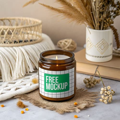 Free Earthy Candle Jar Mockup PSD — Natural Aesthetic