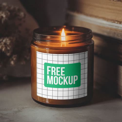 Moody Candle Jar Mockup PSD — Atmospheric Luxury Fragrance Display