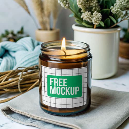 Rustic Candle Jar Mockup PSD — Organic Natural Packaging Display