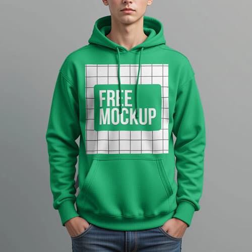 Free Front View Hoodie Mockup PSD — Clean Apparel