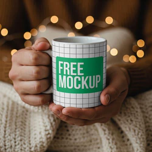 Free Hand Holding Mug Mockup PSD