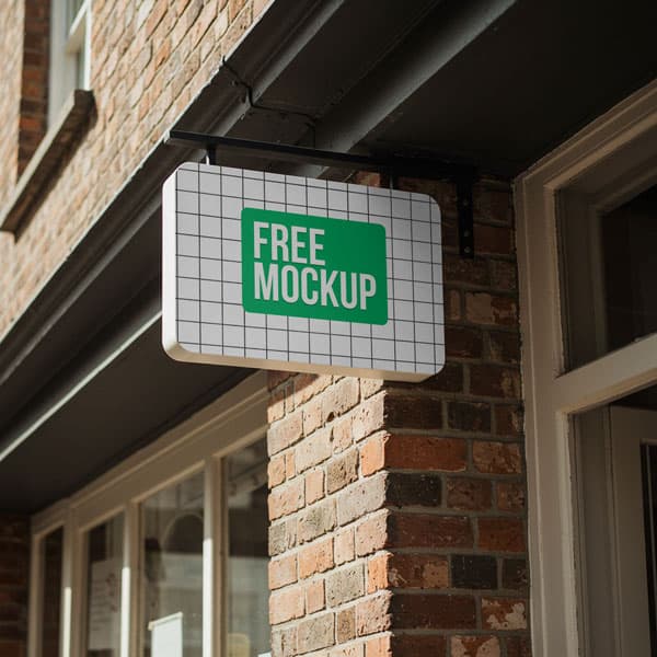 Free Hanging Storefront Sign Mockup PSD