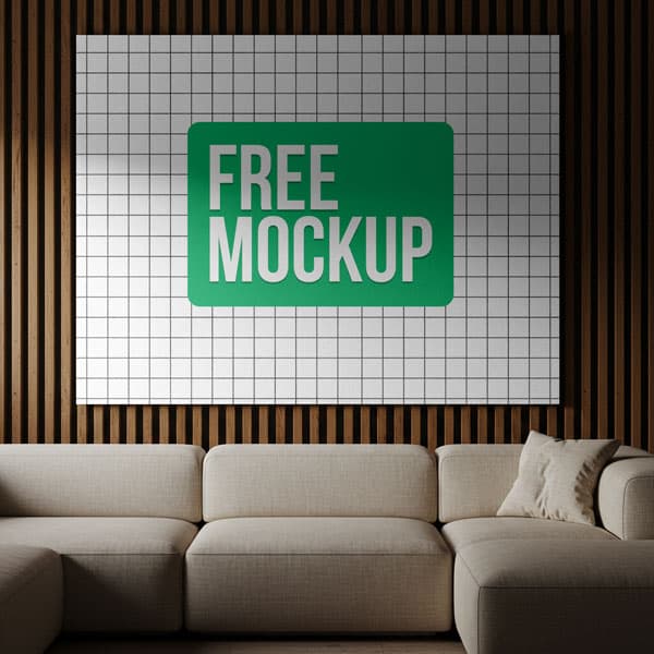 Free Large Canvas Over Sofa Mockup PSD