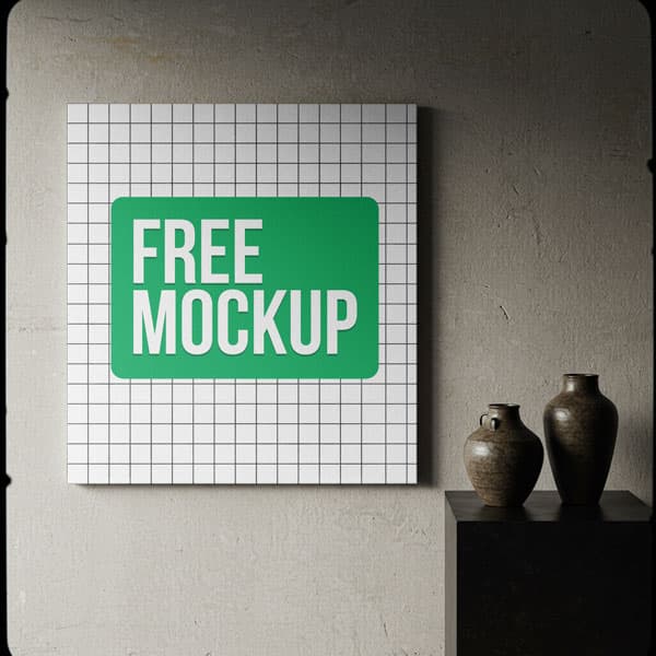 Free Modern Canvas On Textured Wall Mockup PSD