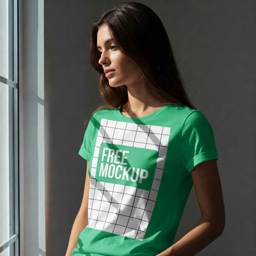 Free Natural Light T-Shirt Mockup PSD — Bright Aesthetic