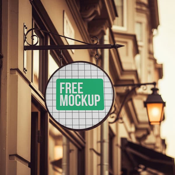 Free Classic Round Hanging Sign Mockup PSD