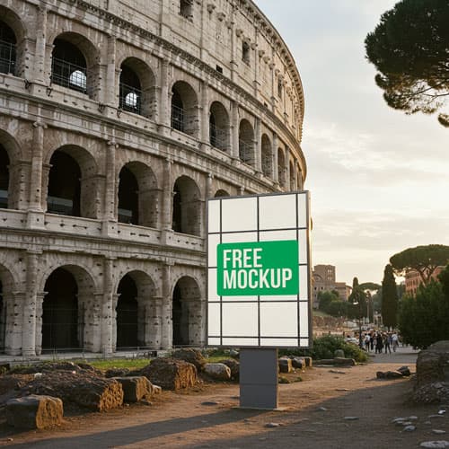 Free Colosseum Billboard Mockup PSD