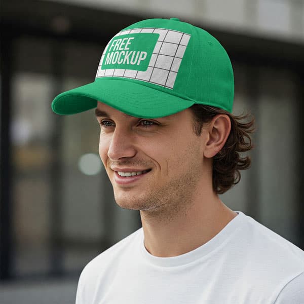 Free Man In Cap Mockup PSD