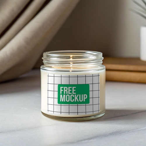 Simple Candle Jar Mockup PSD — Minimalist Glass Packaging Display