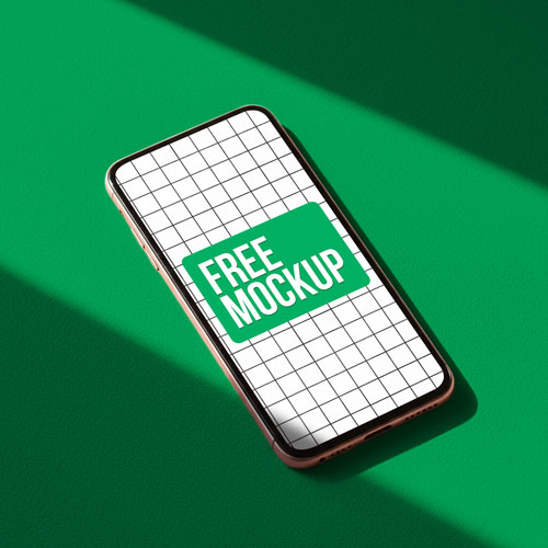 Smartphone Mockup PSD — Minimalist Green Surface Display