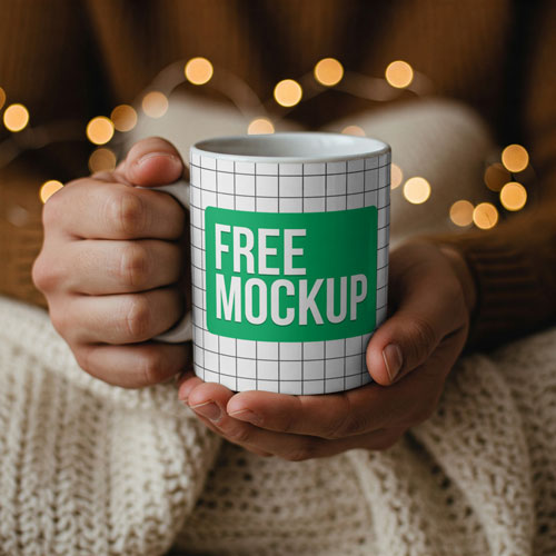 Free Hand Holding Mug Mockup PSD