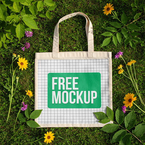 Tote Bag Mockup PSD — Sun-Drenched Garden Lifestyle Display
