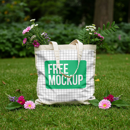 Tote Bag Mockup PSD — Lush Garden Lifestyle Packaging Display