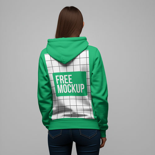 Free Women's Hoodie Back View Mockup PSD — Professional Rear Angle Showcase