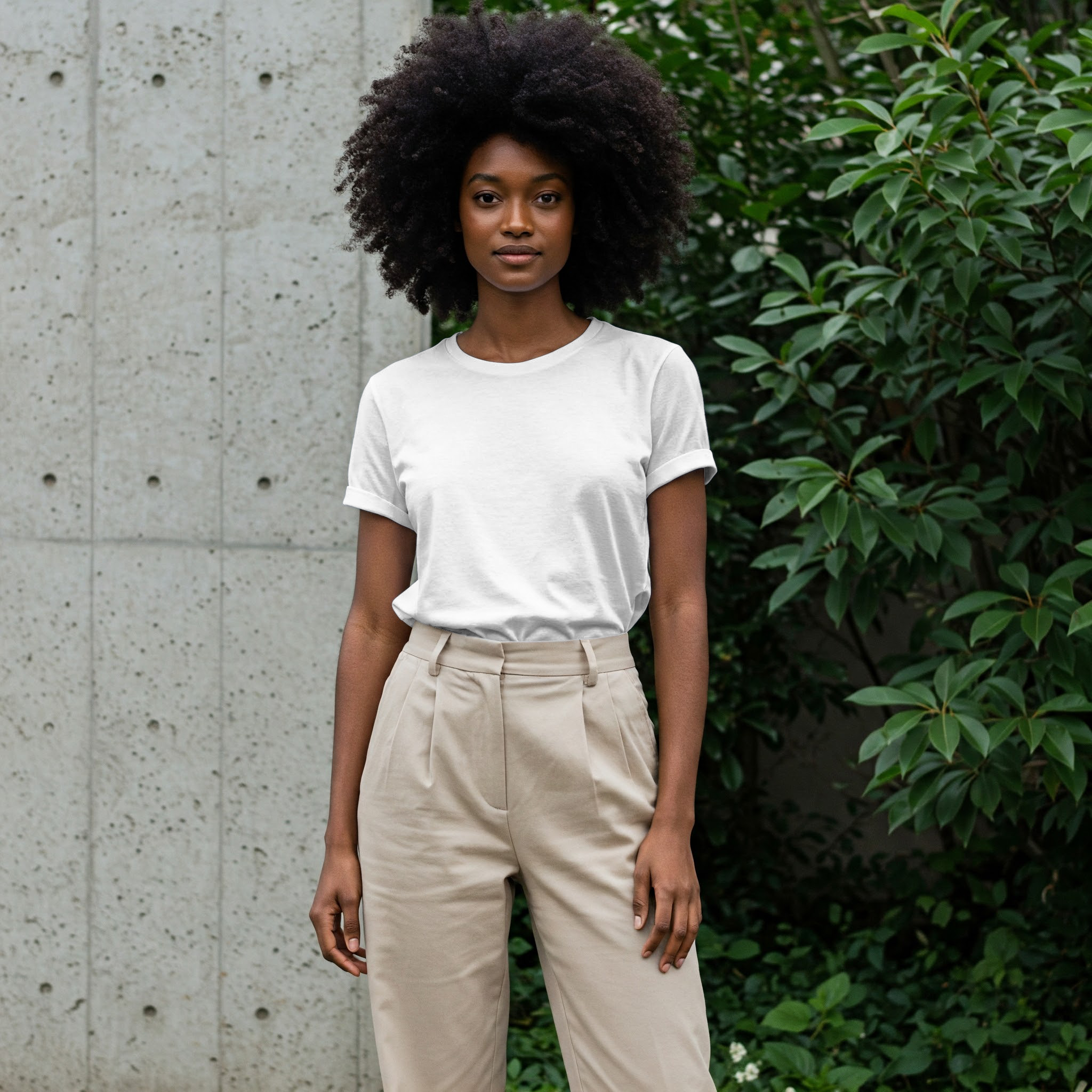 Free Black Woman White T-Shirt Online Mockup — Minimal Fashion
