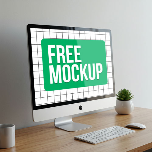 iMac Desktop Mockup PSD — Professional Workspace Web Design Display