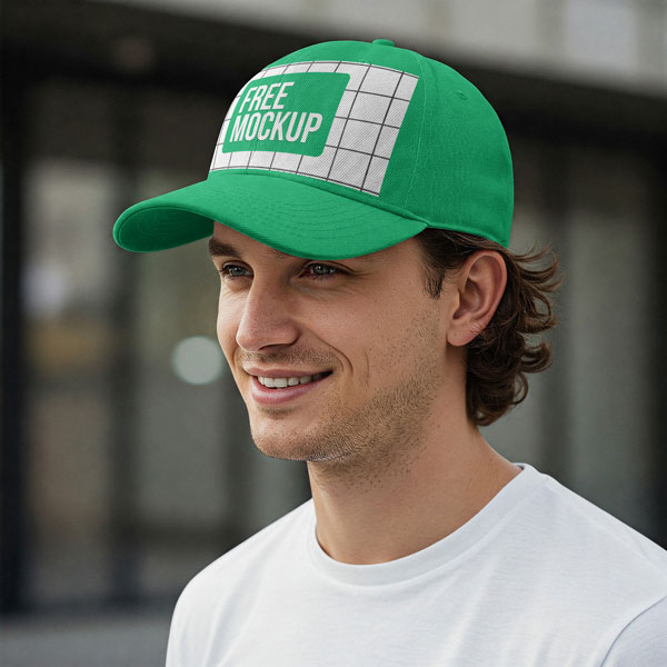 Free Man In Cap Mockup PSD