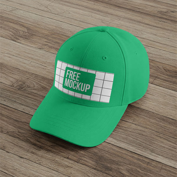Free White Cap Mockup PSD On Wood Surface — Realistic Presentation